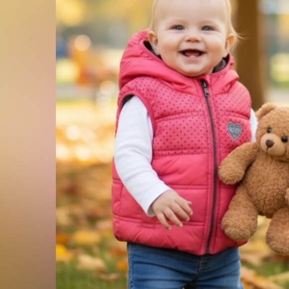 Souris Mini Other - Pink Quilted Hooded Vest for Kids